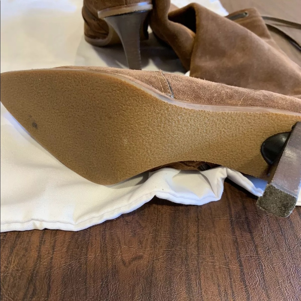 Coach Suede Long Boots, Size 7, Camel, Zip Closure, Leather Trims - Picture 4 of 4